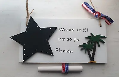 Holiday Countdown Chalkboard ANY DESTINATION  Fun Wooden Sign Plaque Gift • £5.97