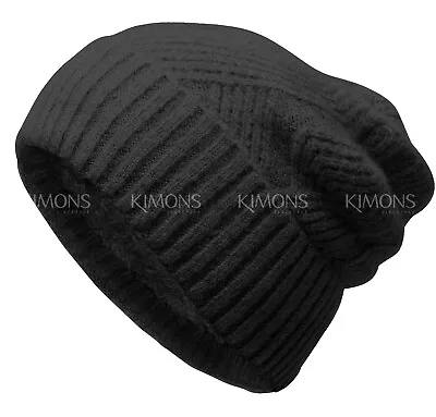 Fleece Knit Winter Ski Baggy Slouchy Cuff Beanie Cap Solid Hat Skull Man Woman • $8.95