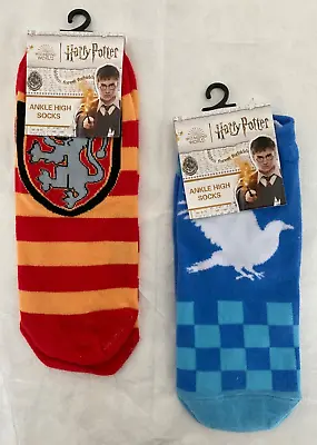 2 Pairs Harry Potter Wizarding World Ankle Socks Ravenclaw Gryffindor Women 9-11 • $8.99