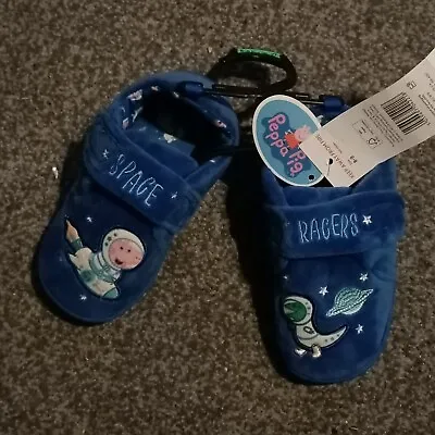 £7 • Buy Boys PEPPA PIG.    Space Racer  Slippers With Fastening  Blue. Size 8 To 9  