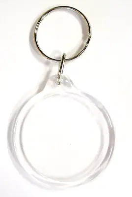 ROUND SHAPE Blank Photo Holder Keyring Acrylic Plastic Key Ring Chain Circular • £1.49
