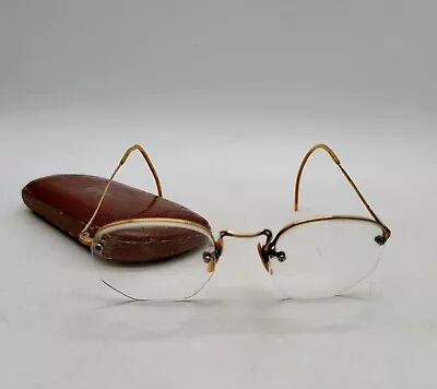 UOC Wire Frame Glasses 1/10 12K GF 1930s Antique With Denver Jewelry Co. Case • $49.95