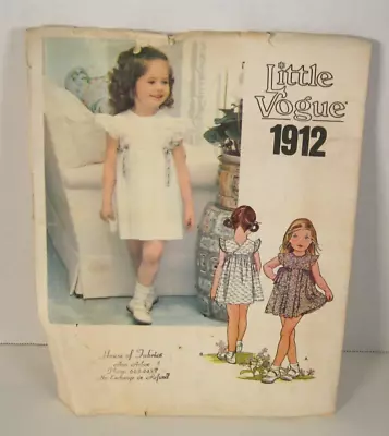 Vintage Little Vogue 1912 Child's Dress & Bloomers Size 3 Pattern Cut Free Ship! • $11.99