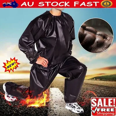 $18.87 • Buy Heavy Duty Sweat Sauna Suit Gym Fitness Exercise Fat Burn Weight Loss Black  NHQ