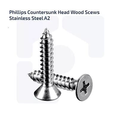 M5 X 25MM FULLY THREADED PHILLIPS COUNTERSUNK WOOD SCREWS STAINLESS STEEL A2 • £0.99