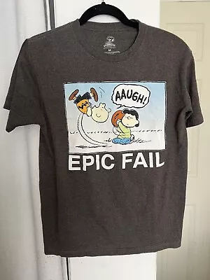 Peanuts Snoopy Charlie Brown Epic Fail Gray T-Shirt Size Medium • $11.50