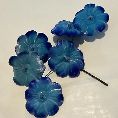 Vintage Antique Millinery Velvet Blue Flowers • $9