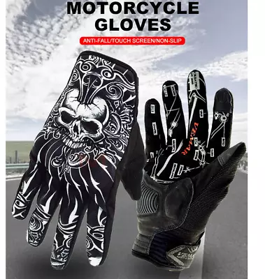 Motorcycle Gloves Men Vintage Gloves Touch Screen Skull Gloves MTB Cycling • $29.99