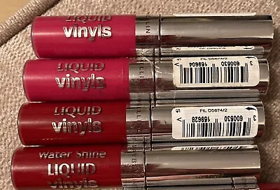 4 MAYBELLINE Water Shine Liquid Vinyls/Lip Gloss 2x304 Pink Pop & 2x306 Red Hot. • £6.99