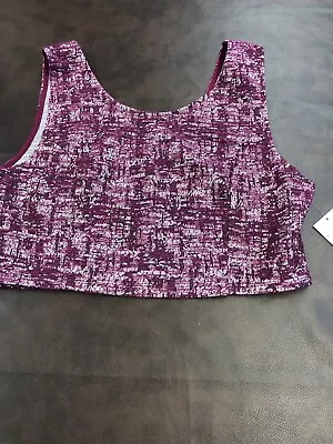 NEW Free Press Shirt Purple Gray Jacquard Midriff Cropped Top Club XL Nordstrom • $14.99