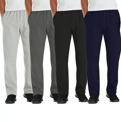 Mens Fleece Open Hem Bottoms Track Pants Casual Joggers Jogging Trousers S-5XL • £9.99