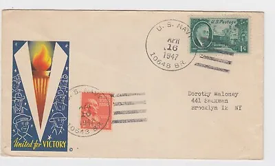 1947 U.S. Navy 10648 BR Majuro Atoll ‘Victory’ Cover Marshall Islands To NY  • $11.21