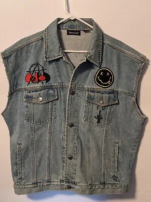 $126.20 • Buy Denim Jean Jacket Vest Sz XL Bass Pro Nascar Hard Rock Bands Metallica 1 Of Kind