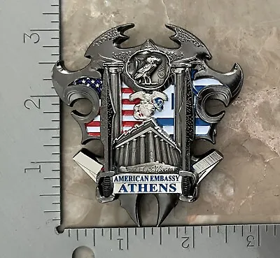 US Embassy MSG DET Marine Security Guard Athens Greece Challenge Coin • $85