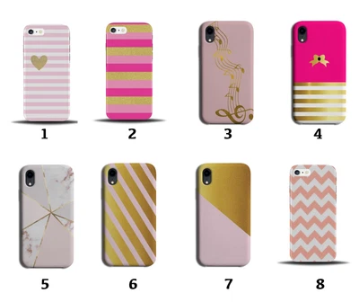 £11.99 • Buy Pink And Gold Phone Case Cover Golden Design Glitter Bow Music Notes Girls 8118 