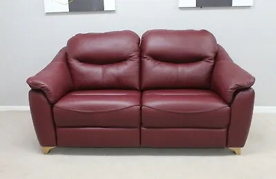 G Plan Jackson Capri Claret Leather Static 3 Seater Sofa RRP £3126 • £850
