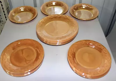 Vintage Fire-King Peach Luster Dish Set - Plates Bowls (17 Pieces) • $29.99