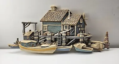 Vtg Burwood Products Co Fishing Village Wharfs 1506 & 1505 Hanging Wall Decor X2 • $32