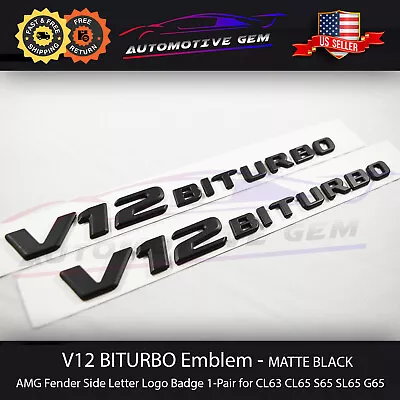 V12 BITURBO Fender AMG Emblem Matte Black Logo Badge Mercedes CL65 S63 S65 G65 • $26.67