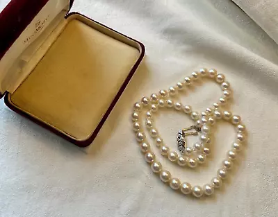 Vintage Mikimoto Akoya Pearl 21.5  Necklace Silver Clasp • $1239