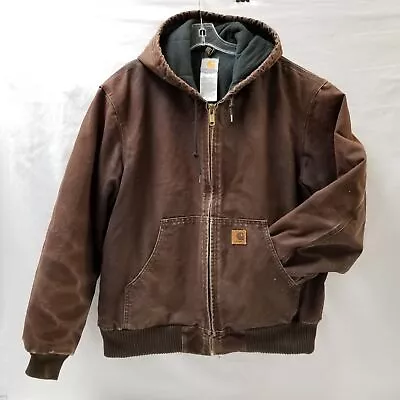 Carhartt Quilt Lined Heavy Dark Brown Hooded Jacket RN 14806 Men’s Size Large • $60