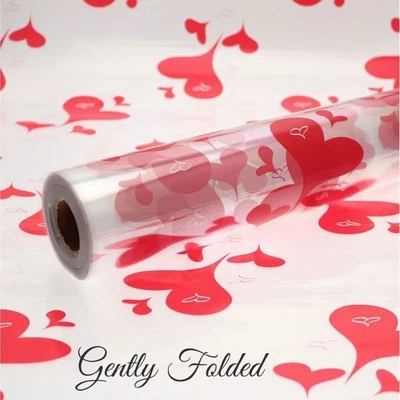 £0.99 • Buy TRENDY RED HEART Cellophane Gift Wrap VALENTINE Hamper Basket Flowers  Bottles