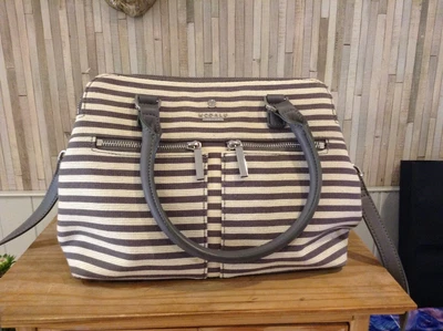 £35 • Buy Modalu London Handbag Cross Body Mini Pippa  Grey White Stripe 