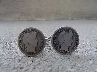 Barber Dime Cufflinks -- Coin Sterling Silver Money American Jewelry • $25