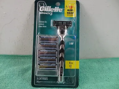 NEW Gillette Mach3 Men's Razor + 6 Cartridges Blade Refills • $14.99