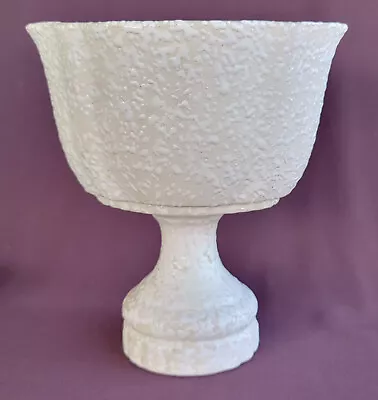 White Vintage Mid Century Modern MCM Vase Spatter Pedestal Made  USA #53 Signed • $10.92