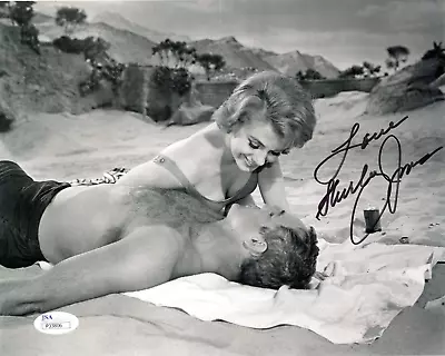 SHIRLEY JONES HAND SIGNED 8x10 PHOTO      GREAT POSE WTH MARLON BRANDO       JSA • $99