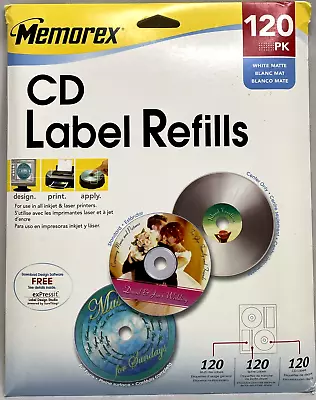 120 Pack Memorex 3202-0424 Cd Label Refills  New! • $7.99