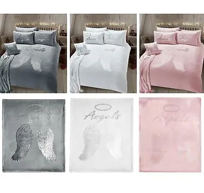 £14.95 • Buy  Angel Wings Teddy Duvet Cover Set Soft Shiny Quilt Sets Warm Cosy Snug Bedding