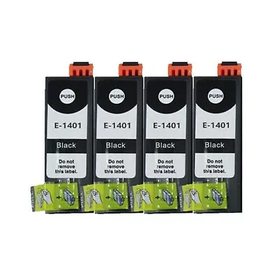 4 Non-OEM BLACK Ink Alternative For Epson Workforce WF-7010 7520 3520 3530 T1401 • $16.89