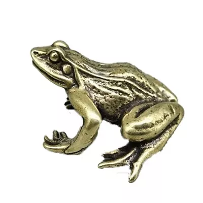 Small And Cute Solid Brass Frog Figurine Vintage Home Office Decoration • $23.16