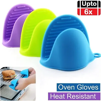 Mini Silicone Oven Mitts Heat Insulation Oven Gloves Kitchen BBQ Pot Holder Mitt • $21.99