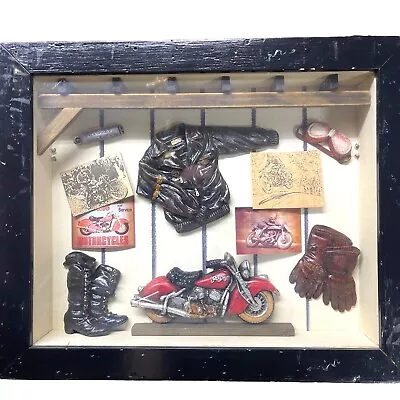 Seymour Mann Indian Motorcycle Shadow Box 50’s Theme Harley Happy Days Fast 🛳️ • $42