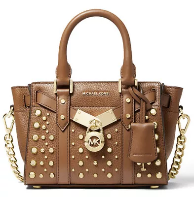 New Michael Kors Nouveau Hamilton MINI Leather Crossbody Luggage  Gold Stud Bag • $231.99