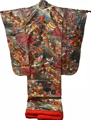 Japanese Kimono Uchikake Vintage Gorgeous Wedding Flower Embroidery (u38) • $315