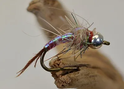 1 Doz Flies - Brass Bead Rainbow Warrior Midge Nymph Fly - Mustad Signature Hook • $9.95