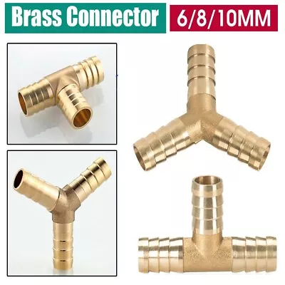 1/2PCS Brass T Y Piece 3 WAY Joiner Fuel Hose Joiner Tee Connector Air Water Gas • £2.86