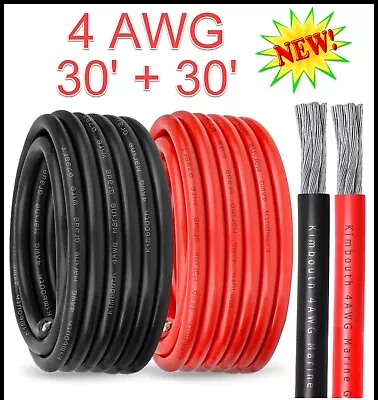 4 AWG Gauge 30' Ea Black & Red 60' Tot Marine Tinned Battery Cable Boat Wire USA • $99.99