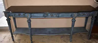 Large Marble Top Dining Room Server Buffet Painted Blue • $600