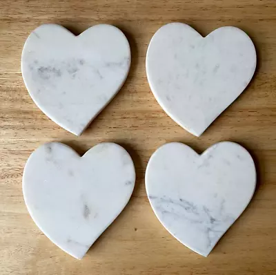 4 SIMON PEARCE White Marble Heart Shaped Coasters - VGUC • $40