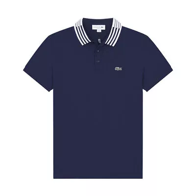 New Men's Lacoste Mesh Regular Stripe Collar Short Sleeve Polo Shirt 2024 • £29.49