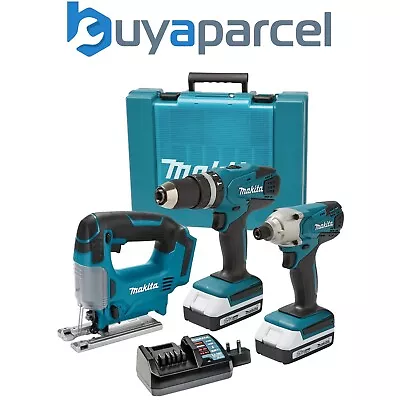 Makita 18v Cordless Li-ion Combi Hammer Drill & Impact Driver & Jigsaw Kit • £234.99