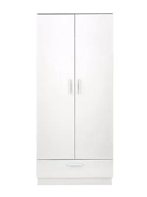 Panama 2 Door 1 Drawer Wardrobe - White • £134.99