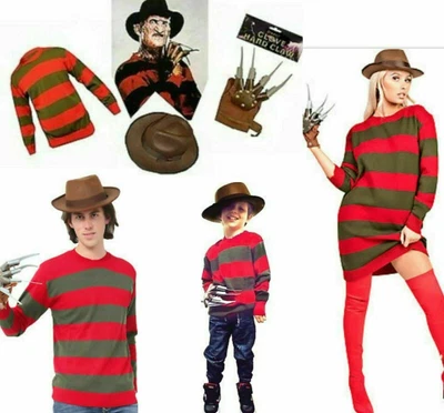 £9.78 • Buy New  Unisex Freddy Latex Mask Glove Hat Jumper Halloween Nightmare Fancy Dress