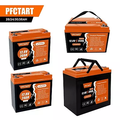 PFCTART 12V 20AH 24AH 30AH 50AH Lithium Battery LiFePO4 Home RV Camping Fishing • $149