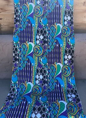 Vintage 1960s Mod Psychedelic Pre-Quilted Cotton Blend Fabric 3.94 Yards • $95